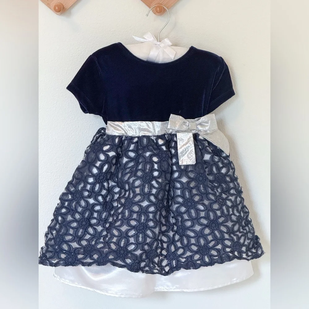 Blueberi Boulevard | Baby Girl Velvet Blue‎ Dress